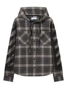 Худи-рубашка с диагональным принтом Spray Off-White, серый