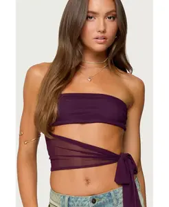 Женский топ Amaro без бретелек с завязками по бокам и вырезами Edikted, фиолетовый
