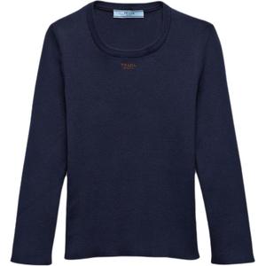 Топ из хлопка с вышитым логотипом PRADA, синий