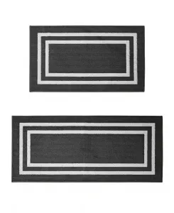 Комплект из двух ковров-дорожек с двойной окантовкой и ворсом Nautica, белый/темно-серый