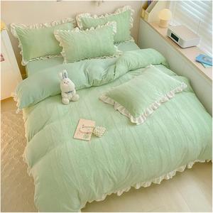 KYTGFH Комплект постельного белья Luxury зимний утолщенный плюшевый зеленый Green