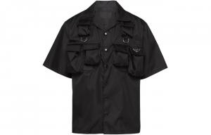 Рубашка мужская Prada с внешними карманами, черный