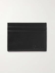 Кожаный картхолдер с тисненым логотипом Sulka, черный