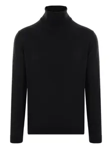Свитер из шерсти мериноса с высоким воротником Roberto Collina, черный