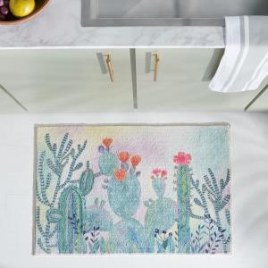 Коллекция коверов SAFAVIEH, 69 x 115 см, Washable для дверей и кухни, Fuchsia Pink & Turquoise, для помещений и улицы, устойчивость к погодным условиям, нескользящий, идеально для патио, заднего двора, прихожей, ванной комнаты (DKM376R)