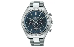 SEIKO Часы Solar Quartz Movement Stainless Steel Strap Watch Men's Watch Blue Dial