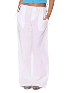 Широкие брюки из льна и хлопка на завязках Walter Baker, белый
