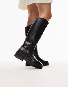 Длинные сапоги для верховой езды Tommy Hilfiger черного цвета