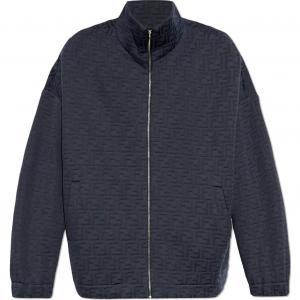 FENDI Монограмма принт молния худи, Blue