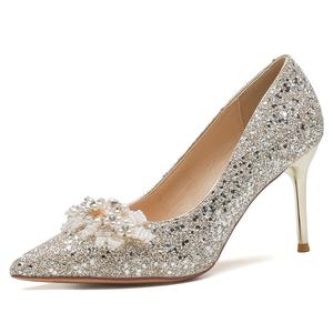 HKCP Женские туфли на высоком каблуке серебряные, шампань, цвет Champagne