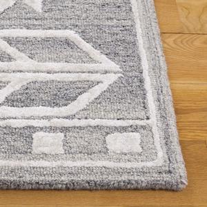 Ковер SAFAVIEH, 183 x 183 см, Soho Collection, Grey/Ivory, геометрический рисунок, идеален для помещений с высокой проходимостью в гостиной, спальне, столовой (SOH659F)