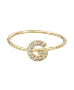 Золотое кольцо с инициалом, украшенное кубическим цирконием, размер 6 ADORNIA, Gold-G