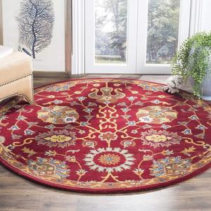 Ковер SAFAVIEH, 122 x 122 см, Heritage Collection, круглый, красный, ручной работы, традиционный восточный, шерстяной, идеален для помещений с высокой проходимостью в гостиной, спальне (HG655A)