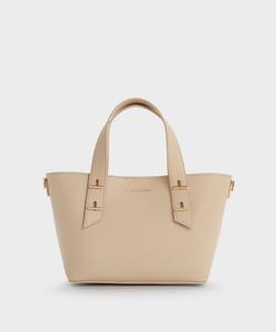 Мини-сумка-тоут Shania с двумя ручками Charles & Keith, цвет Dusted Oat
