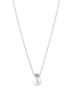 Ожерелье с подвеской из стерлингового серебра с кубическим цирконием и искусственным жемчугом Lauren Ralph Lauren, white