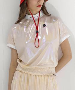 Пуловер с коротким рукавом и голографическим эффектом Archivio, цвет Beige(119)