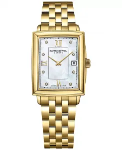 Женские наручные часы Swiss Toccata с бриллиантовыми вставками и золотым PVD-покрытием на стальном браслете, 25x34 мм Raymond Weil