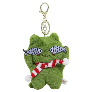 Плюшевый кулон Shy Fish Cat Dolls высотой 10 см OLOEY, зеленый