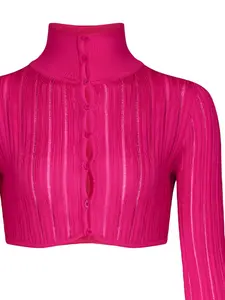 Укороченный кардиган в рубчик Alaïa, розовый