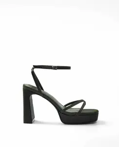 Женские босоножки на каблуке с ремешками и платформой Mim, оливковый зеленый