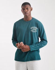Длинный топ Superdry Athletic essentials темно-зеленого цвета с сосновым оттенком