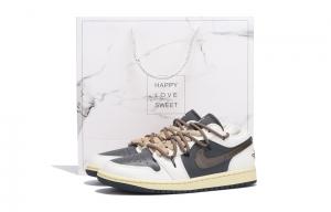 Jordan Женские баскетбольные кроссовки Air 1 с низким антискользящим износостойким верхом в винтажном стиле, черно-белые