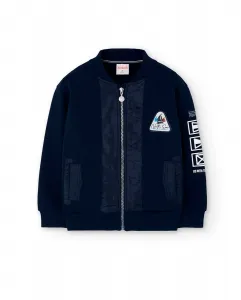 Детская флисовая куртка с передним карманом Boboli, темно-синий