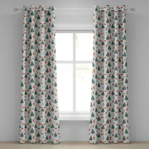 Штора на люверсах ABAKUHAUS Лиса, милые оранжевые лисы в заснеженном зимнем лесу, мультяшное животное из холодного климата, декоративные двухпанельные шторы, 280 см x 175 см, цвет: сине-оранжевый, черный Abakuhaus