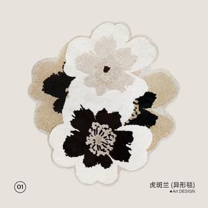 Saipos Ковер Tiger Stripe Round, 150х165 см, кремовый, неправильной формы, для гостиной/спальни, Qingshan Meisu