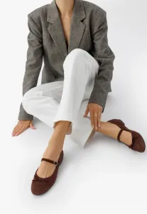 Балетки с ремешком на щиколотке Ryłko, Brown