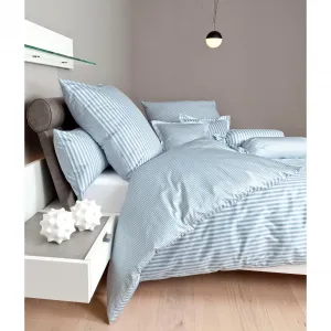 Двустороннее постельное белье Janine «модернклассик 3912, 100% хлопок», (2 шт.), на молнии, дизайн в полоску, светло-голубой