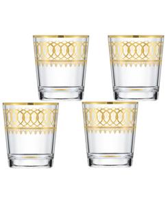 Набор из 4 украшенных золотистой отделкой двойных бокалов Old Fashion с золотистыми кольцами Lorren Home Trends, Gold