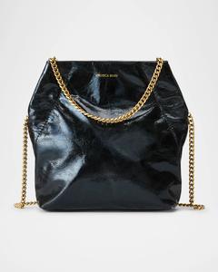 Маленькая кожаная сумка через плечо с напуском Veronica Beard, черный