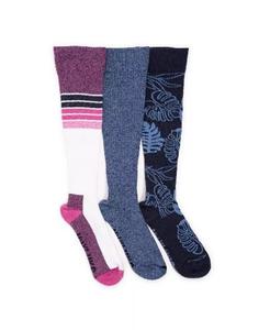 Комплект из 3 женских компрессионных хлопковых носков до колена MUK LUKS, синий