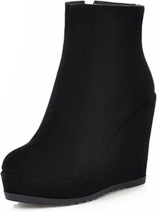Женские ботильоны на платформе и каблуке Elbslutt из искусственной замши с боковой молнией, Black