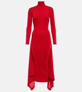 Платье миди из кашемира и шелка ALAÏA, красный