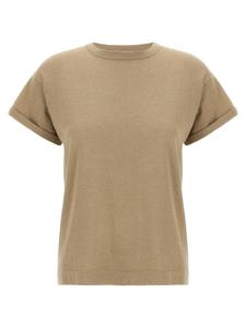 Кашемировая футболка с ламе Brunello Cucinelli, бежевый