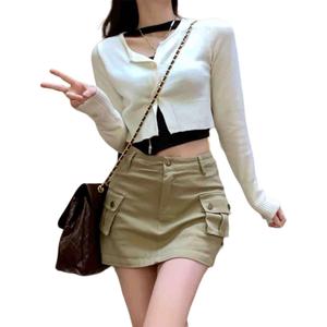 Короткая юбка-карго женская NEVER RULE, хаки