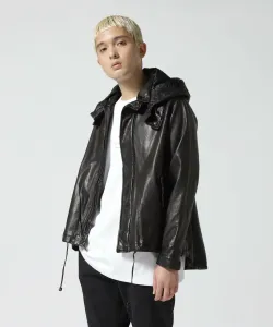 Женская кожаная куртка с капюшоном от бренда NCB Neat Caprice B'2Nd, цвет Black