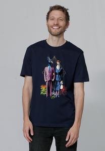 Футболка с принтом FANCY BIRDS watapparel, темно-синий