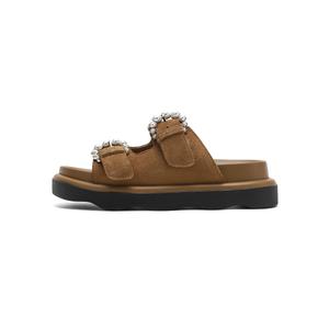 HARSON Скользящие тапочки 5 см женские коричневые, цвет Brown