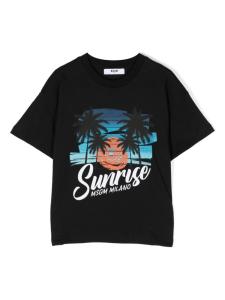MSGM Kids футболка с надписью, черный