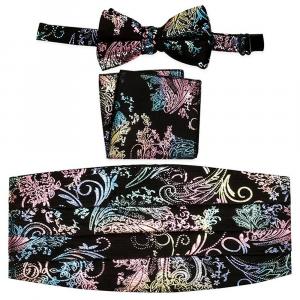 Мужской регулируемый комплект с поясом Gioberti из атласа и пейсли, цвет Black Light