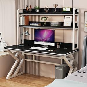 Компьютерный стол Xinmeikai с полками 140x60x170 см, белая рама + карбон