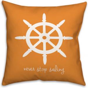 Creative Products Декоративная подушка Never Stop Sailing с мягким чехлом, оранжевая Never Stop Sailing