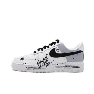 Nike Кроссовки Air Force 1 Unisex низкие бело-серо-черные в стиле пэчворк