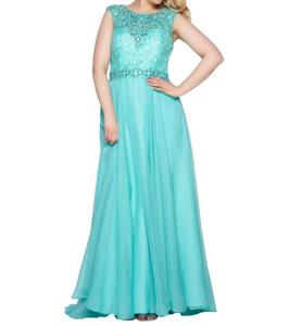 Mac Duggal Шифоновое платье А-силуэта, больших размеров, ярко-мятного цвета