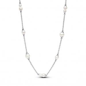 Ожерелье Treated Freshwater Cultured Pearl Station Chain Pandora, стерлинговое серебро
