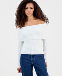 Детский свитер "Мэрилин" с открытыми плечами и люрексом Hippie Rose, Egret