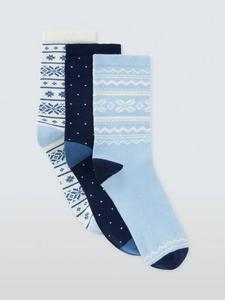 Рождественские носки Fairisle до щиколотки John Lewis, Pack of 3, Blue